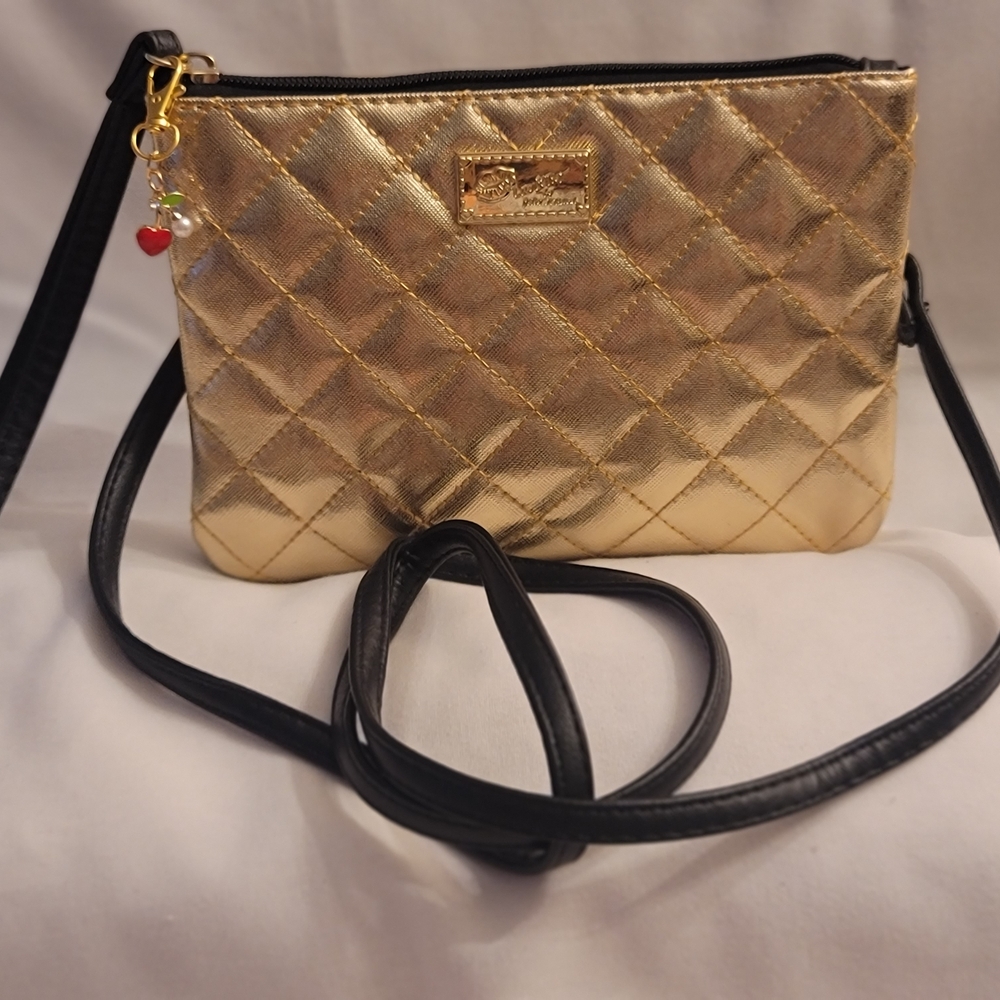 Betsey Johnson Gold Quilted Crossbody Bag